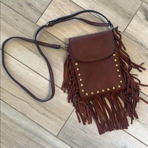 Brown Leather Boho Over The Shoulder Purse